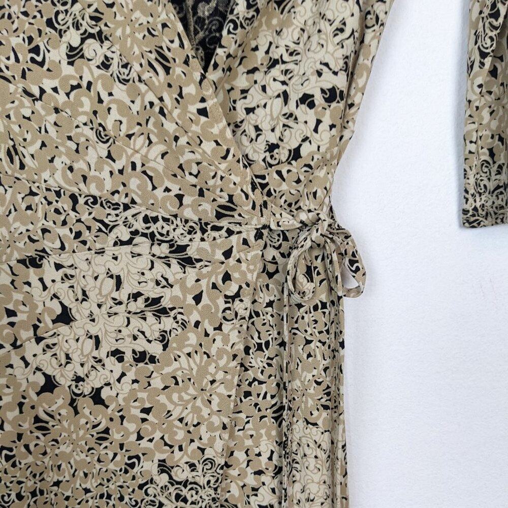 Parallel Tan & Black Retro Pattern Long Sleeve Wr… - image 4